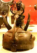 Horned medieval Oghuz Turkic helmet, Azerbaijan