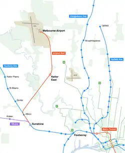 Map of Melbourne Airport Rail, an under construction rail link to Melbourne Airport.