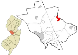 Location in Mercer County (right) and the state of New Jersey (left)
