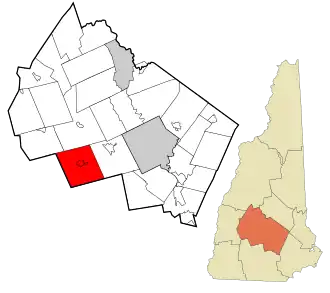 Location in Merrimack County and the state of New Hampshire