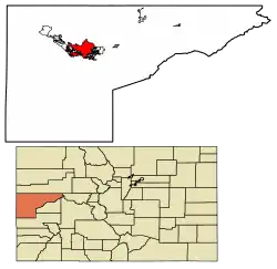 Location of Grand Junction in Mesa County, Colorado