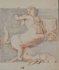 Sculpture of a fight between a man and a centaur