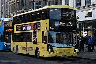 A Bee Network branded Metroline Manchester Volvo BZL battery electric bus in Manchester, 2025