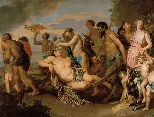 The Triumph of Bacchus; by Michaelina Wautier; before 1659; oil on canvas; 270 x 354&nbsp;cm; Kunsthistorisches Museum[110]