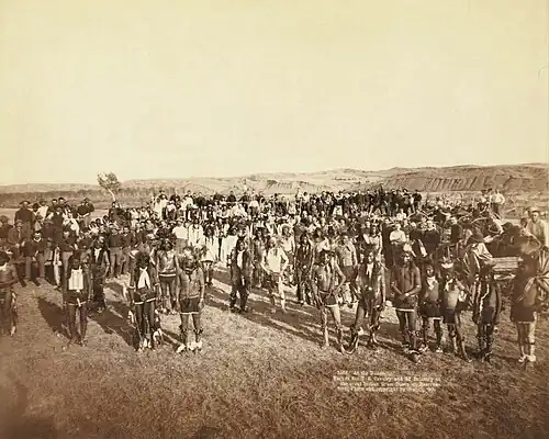 Miniconjou Lakota dance at Cheyenne River, South Dakota, August 9, 1890