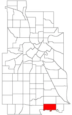 Wenonah's boundaries (top) and location within Minneapolis (bottom)
