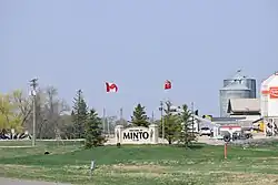 Welcome sign for Minto, Manitoba