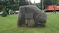 The memorial stone of five who died in an abandoned mine shaft in 1932, Minto, New Brunswick, Canada.