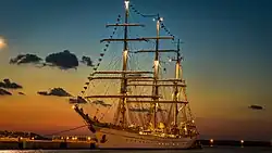 Romanian Sailing Ship Mircea at night