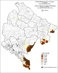 Albanian language in Montenegro by municipalities 2003