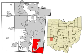 Location in Montgomery County and the state of Ohio.