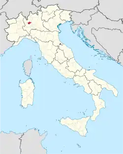 Map highlighting the location of the province of Monza and Brianza in Italy