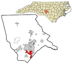 Location in Moore County and the state of North Carolina