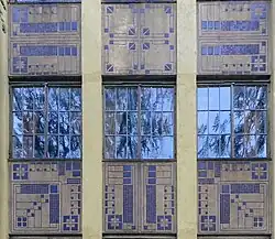 Tilework on the Highland Towers apartment building