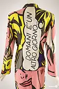 Back of Moschino suit featuring Roy Lichtenstein print