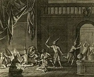 Murder of the Cambodian King and his son in 1642 from a Dutch engraving.