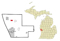 Location in Muskegon County and the state of Michigan