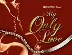 An image of a silhouette of two people, over a red background. The string of a necklace is seen in the lower part of the image. The series title is displayed on the right side of the image. The text "Sine Novela Presents" is written above the series title.