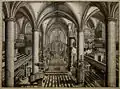 Print showing the interior of the church in 1696
