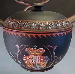 Bowl and cover from a service combining "Etruscan" style with the royal arms, c. 1790