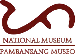 Logo of the National Museum of the Philippines, with a Baybayin pa letter in the center, in a traditional rounded style