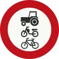 Netherlands: No riders, cattle, wagons, motor vehicles unable to exceed 25 km/h, microcars, bicycles, mopeds or invalid carriages