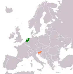Map indicating locations of Netherlands and Slovenia