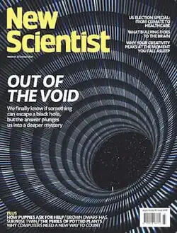 Cover of New Scientist magazine showing a tunnel to the deep sky with headline OUT OF THE VOID