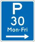 Parking Permitted: 30 Minutes (on the right of this sign, non-standard hours)