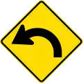 Sharp curve between 90 and 120 degrees, to left