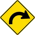 Sharp curve between 90 and 120 degrees, to right