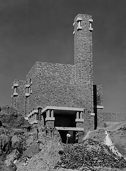 The newly constructed incinerator in 1937. Garbage was tipped in at road level and a reverberatory furnace reduced the garbage to ash, which was fed into this pit to enable the area to be reclaimed.