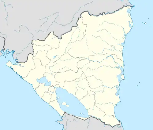 A map of Nicaragua showing the location of Kligna Natural Reserve