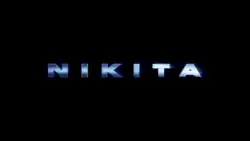 The show title "Nikita" in blue block capitals on a black background