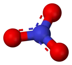 Ball-and-stick model of the nitrate ion