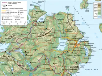 Map of Northern Ireland and the border