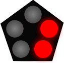 Five red lights, rotating counterclockwise inside a pentagon