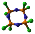 Octachlorotetraphosphazene structure (ball-and-stick)