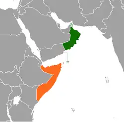 Map indicating locations of Oman and Somalia