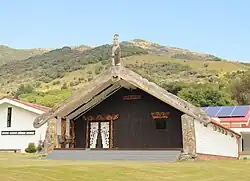 Karaweko, the whare tipuna (ancestral house) on the marae