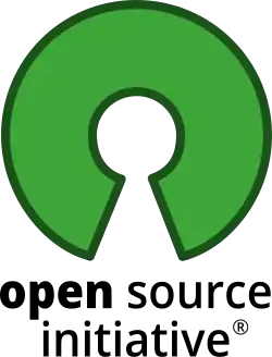 large green "C" rotated 90 degrees clockwise to form a sort of key hole marked with small circled "R" indicating a registered trademark and the words "open source" beneath
