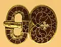 Early medieval goldsmiths, Goths, belt buckle with cloisonné almandins on gold leaf, c. 490 AD. 02