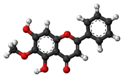 Ball-and-stick model of oroxylin A