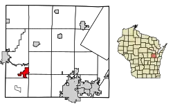 Location of Hortonville in Outagamie County, Wisconsin.