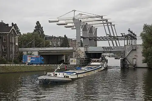 Railway bridge over Singelgracht between Central Station and Sloterdijk station