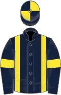 Dark blue, yellow braces and armlets, quartered cap