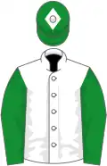 White, green sleeves, green cap, white diamond
