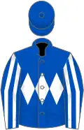 Royal blue, white triple diamond, striped sleeves