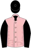 Pink, black sleeves and cap
