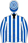 Royal blue and white stripes, hooped cap
